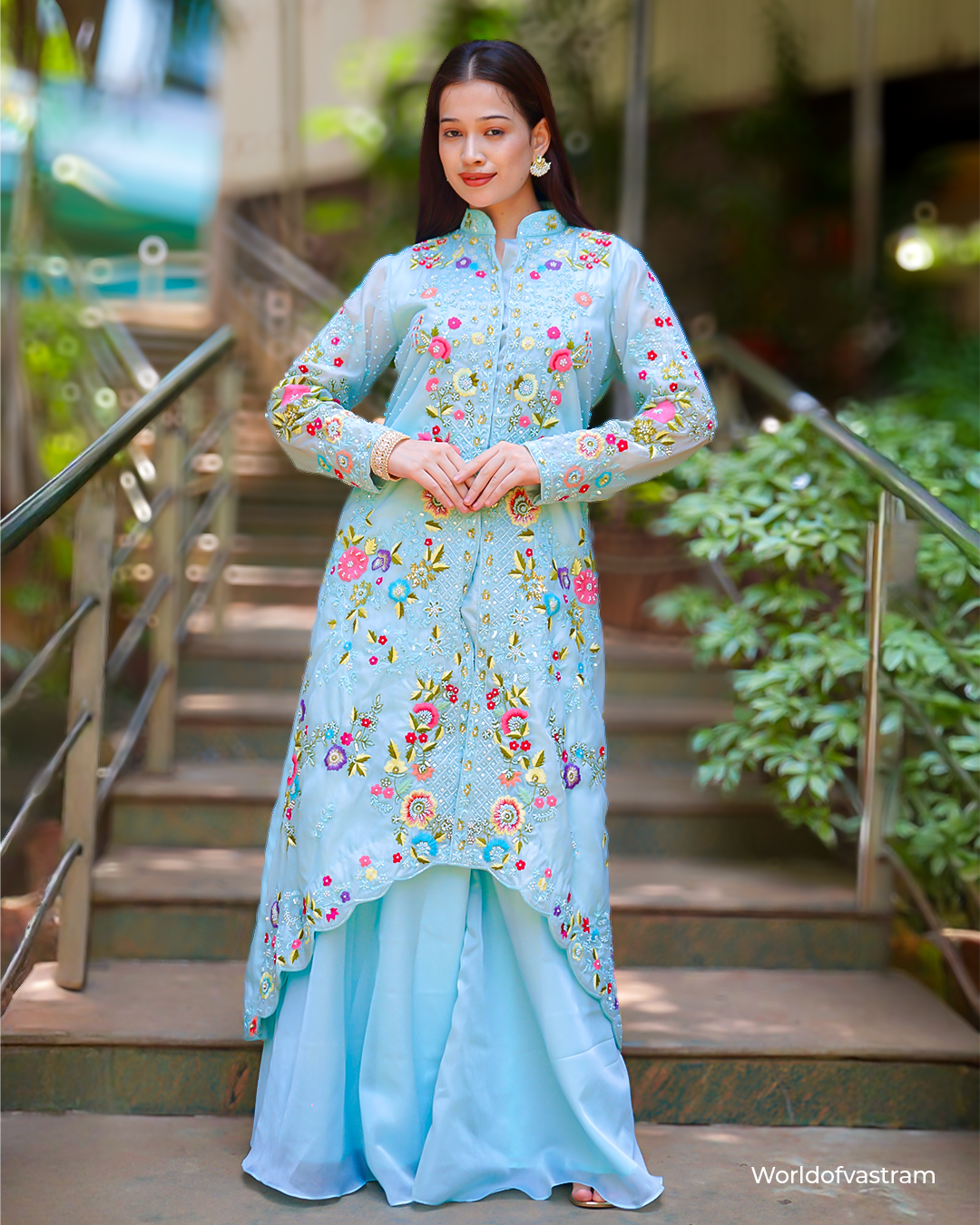 Artic Blue full heavy anarkali + skirt