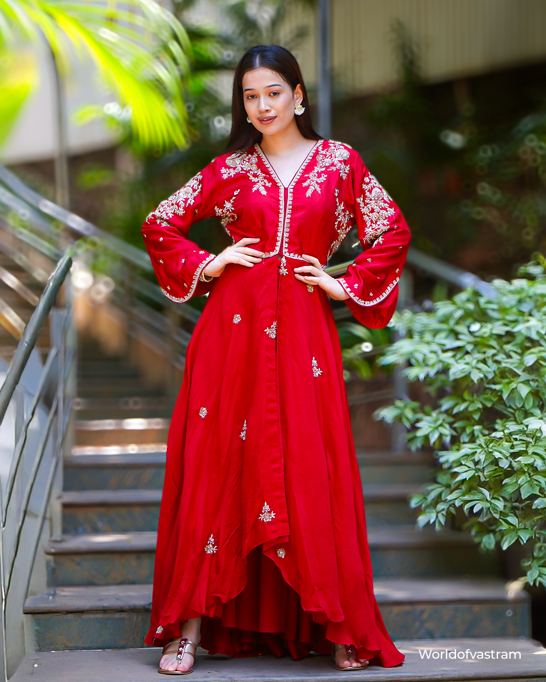 Red JR indowestern set