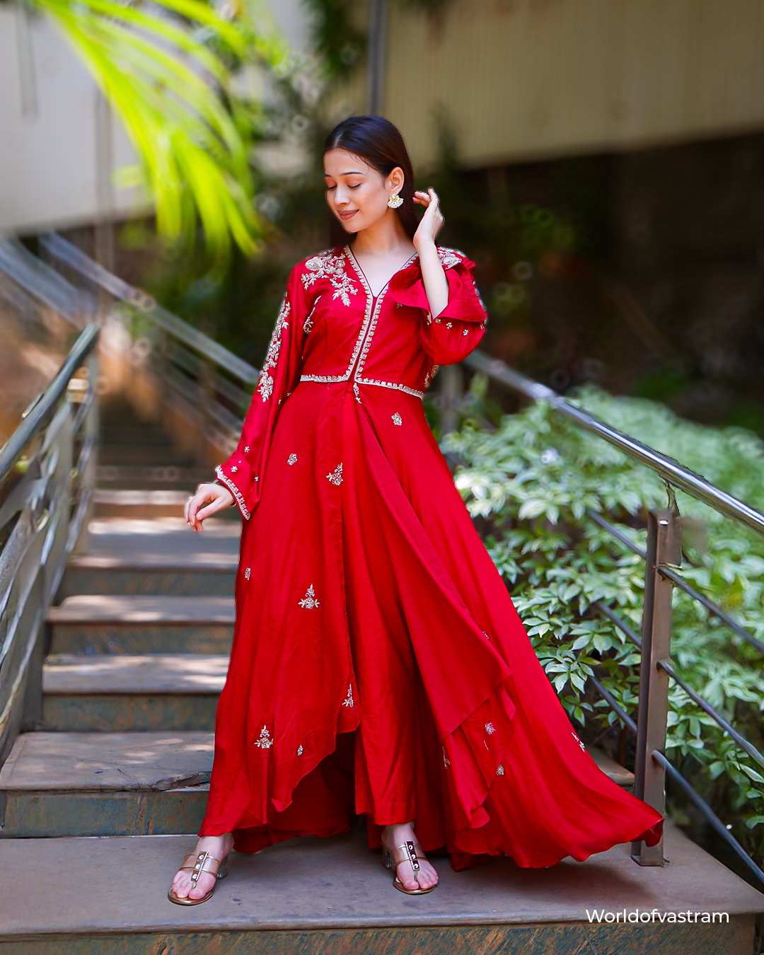 Red JR indowestern set