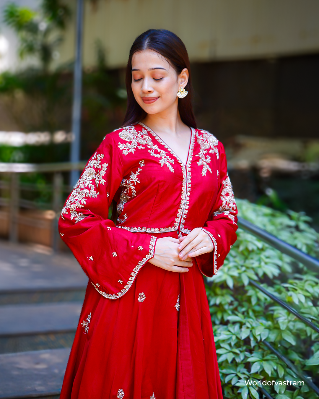 Red JR indowestern set