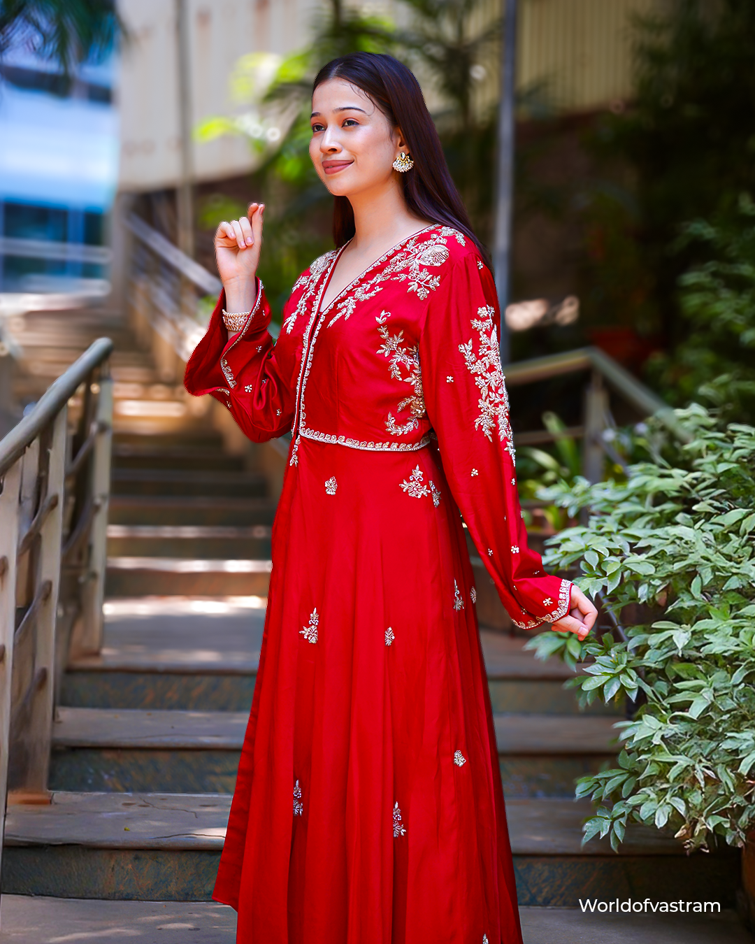 Red JR indowestern set