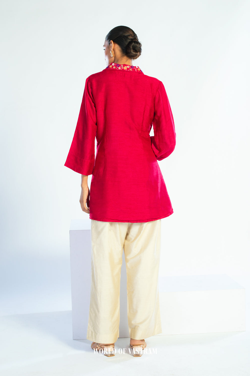 Ruby Gleam Pintuck Top