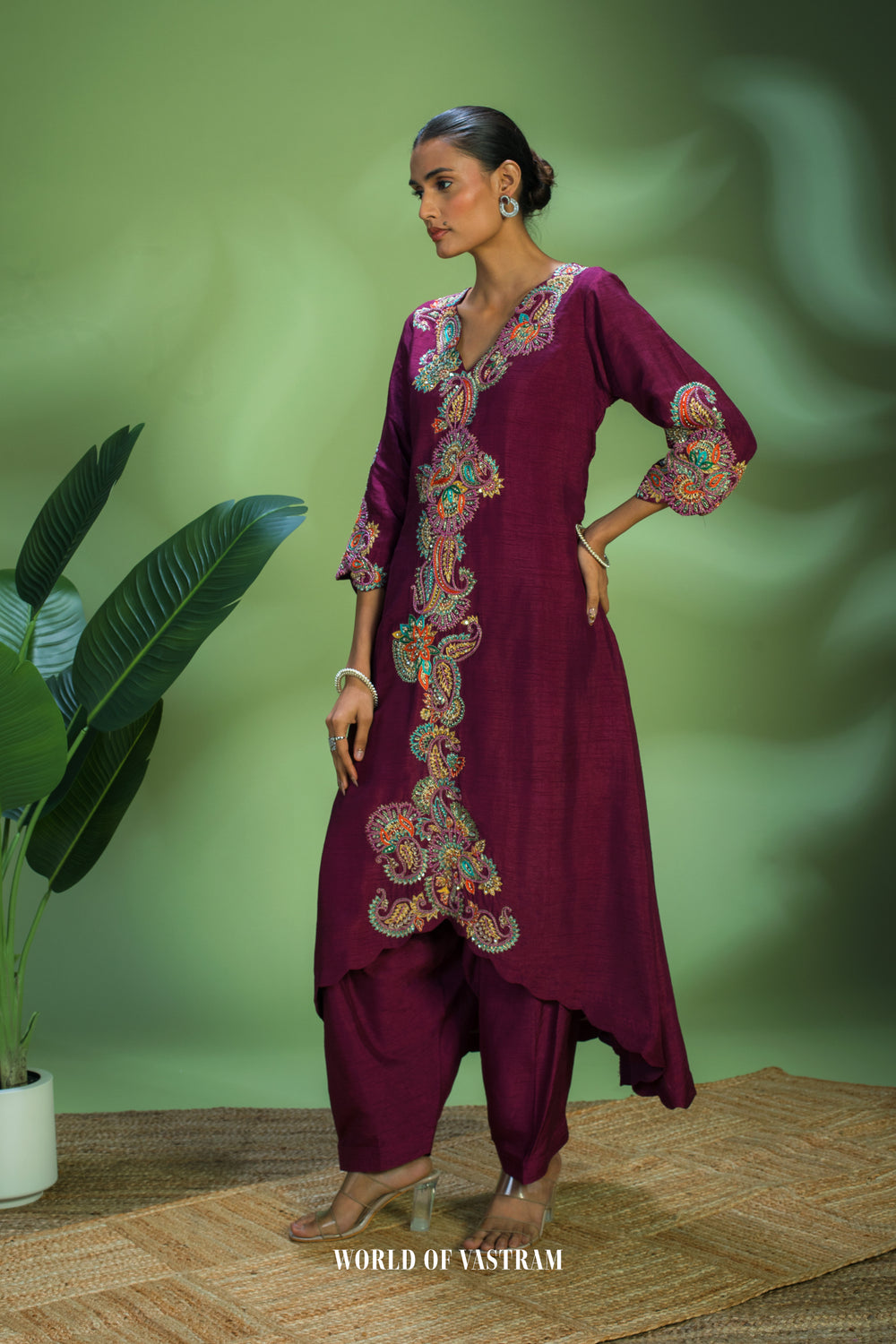 Wine multicolour suit set