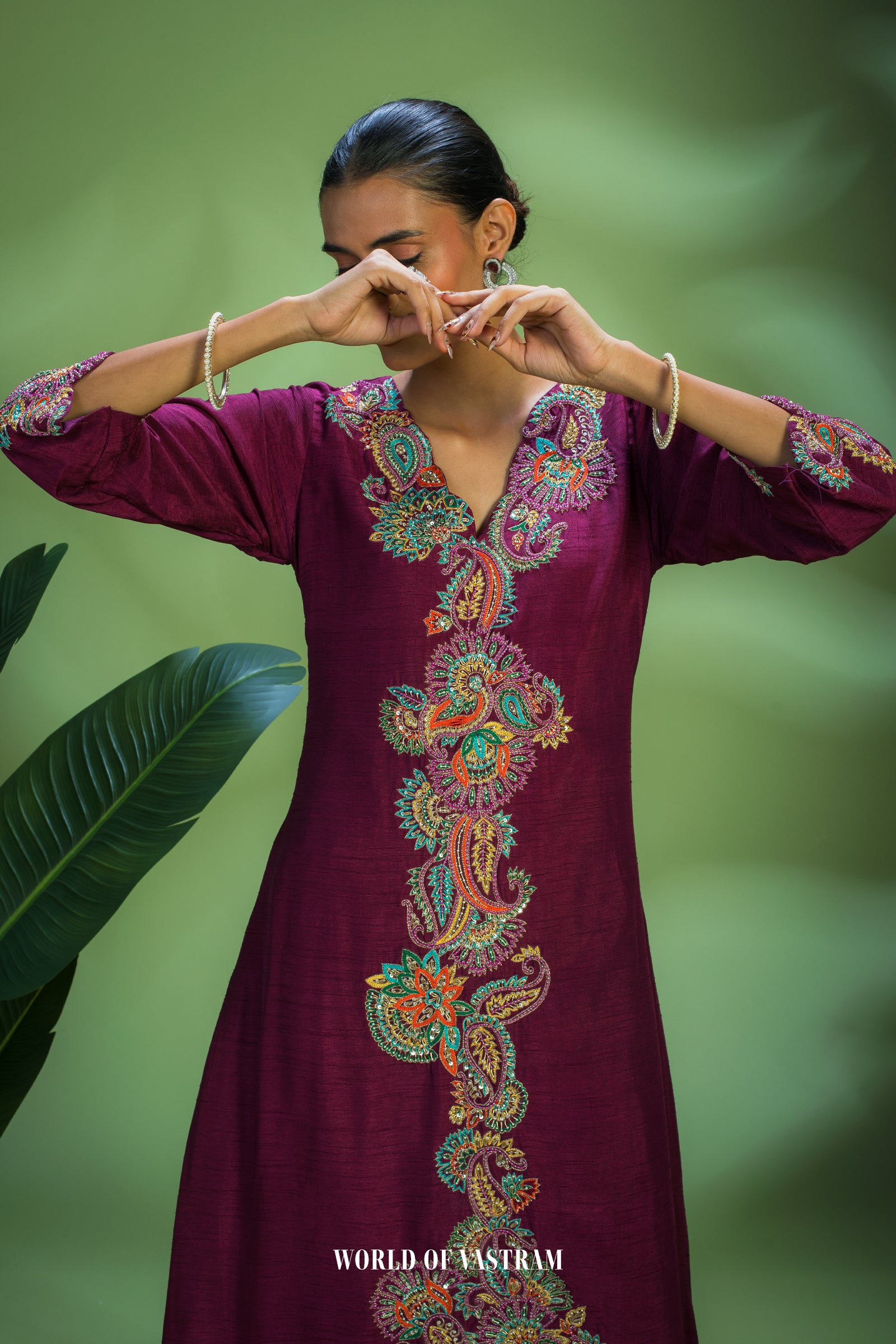 Wine multicolour suit set