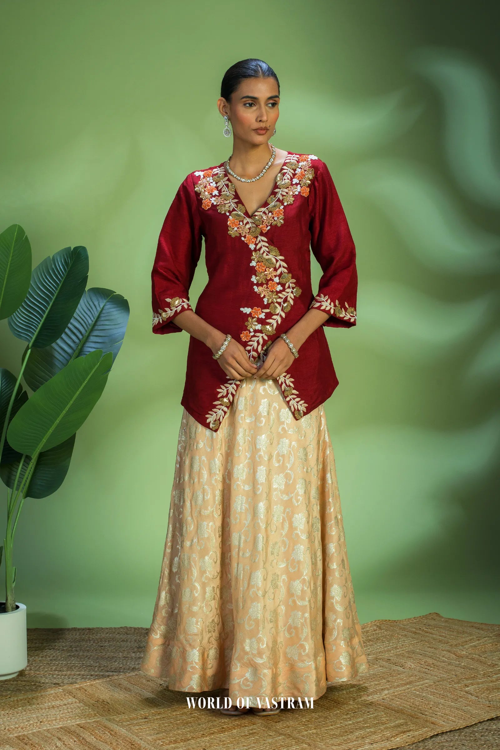Ruby-red Lehenga Set
