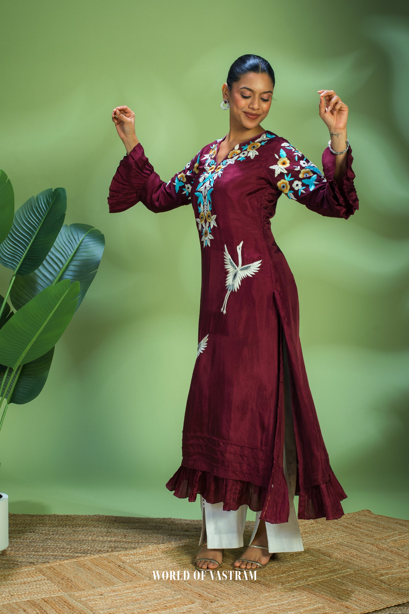 Crimson Embroidered Kurta Set