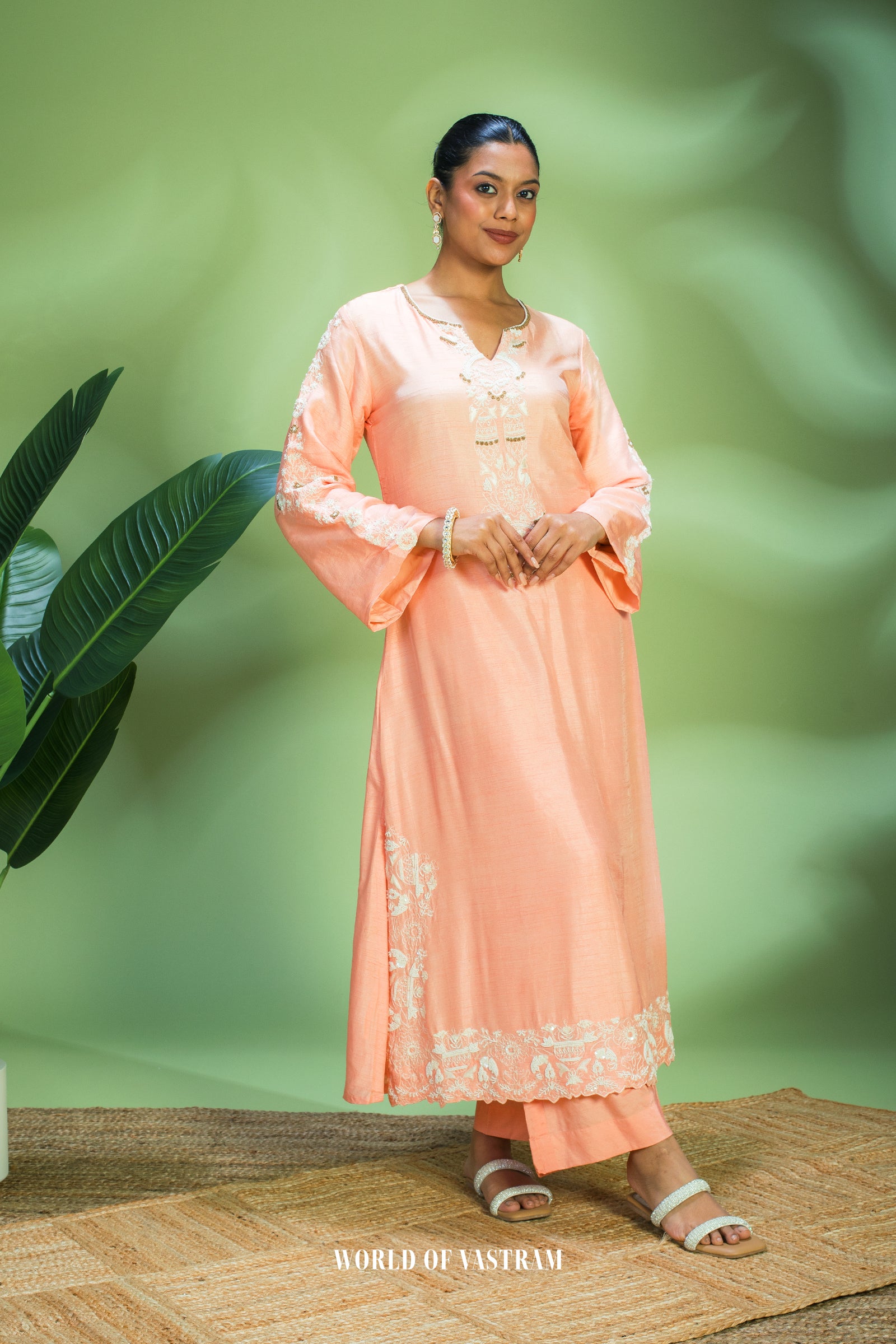 Peach Bloom Kurta Set
