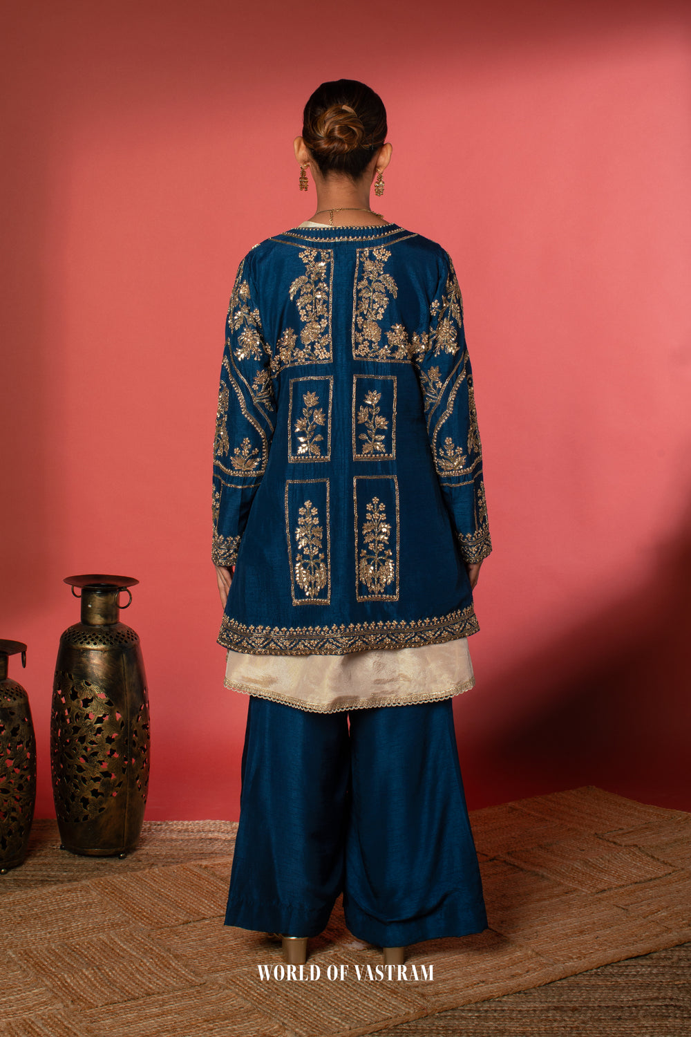 Royal Blue Jacket Palazzo Set