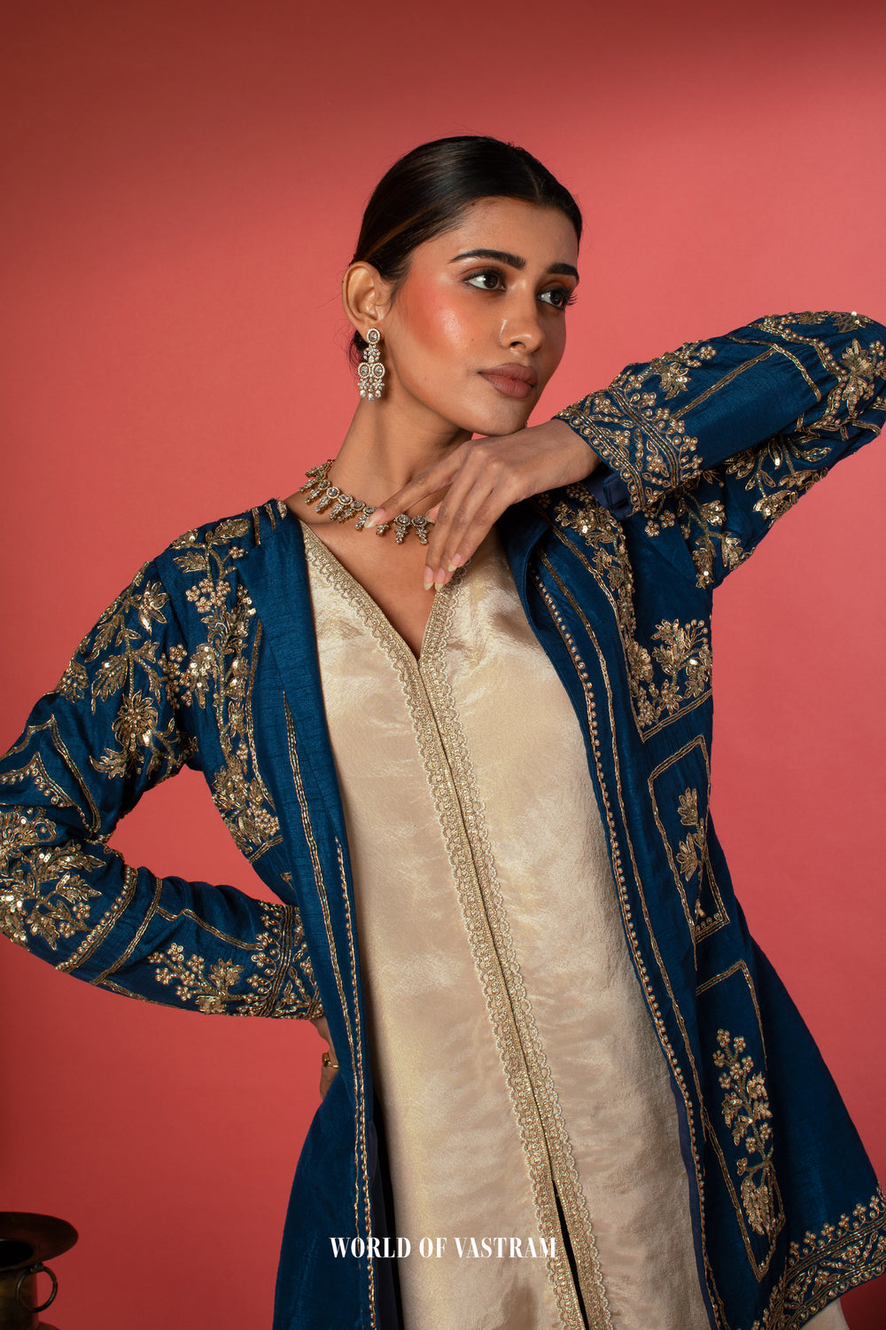 Royal Blue Jacket Palazzo Set