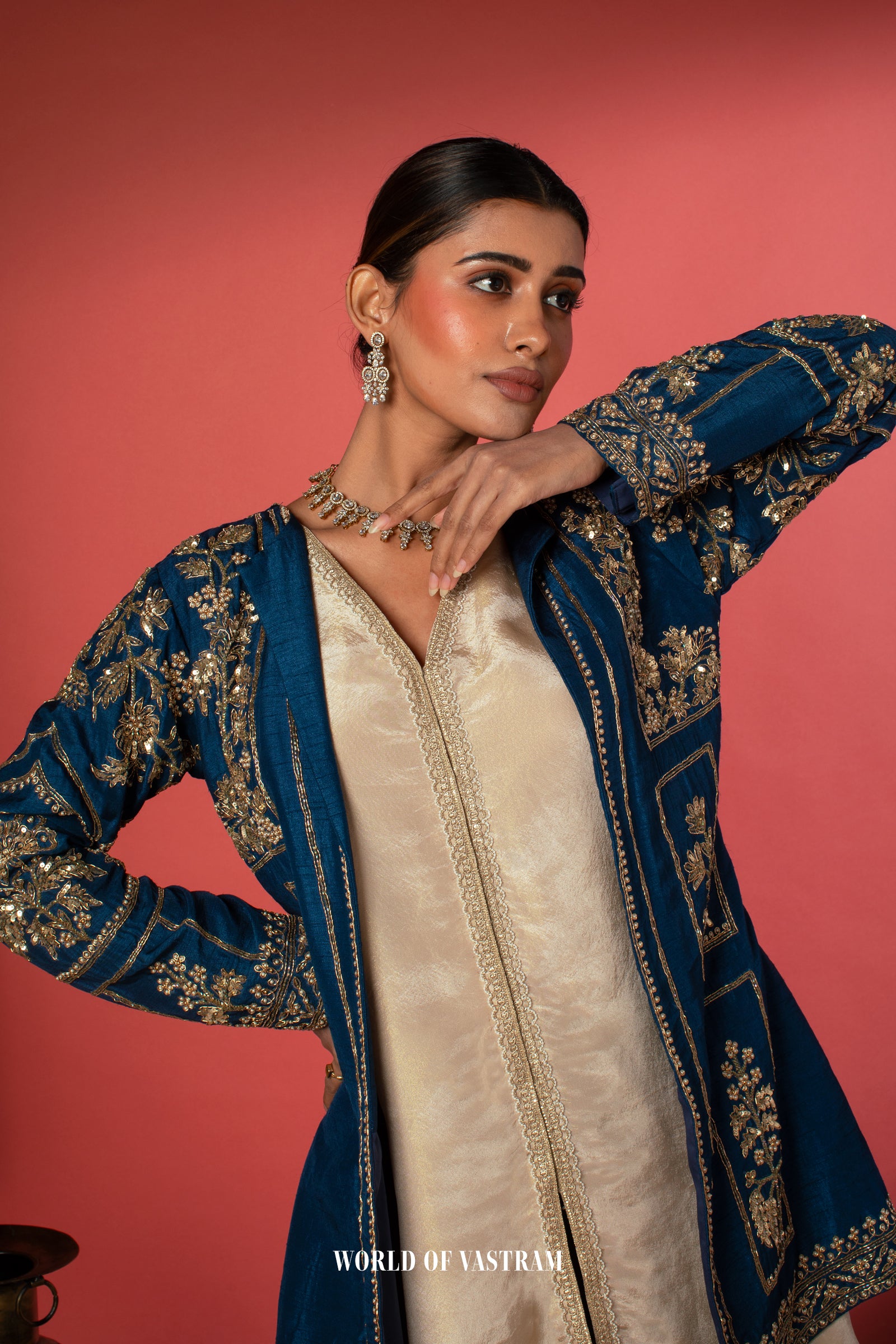 Royal Blue Jacket Palazzo Set