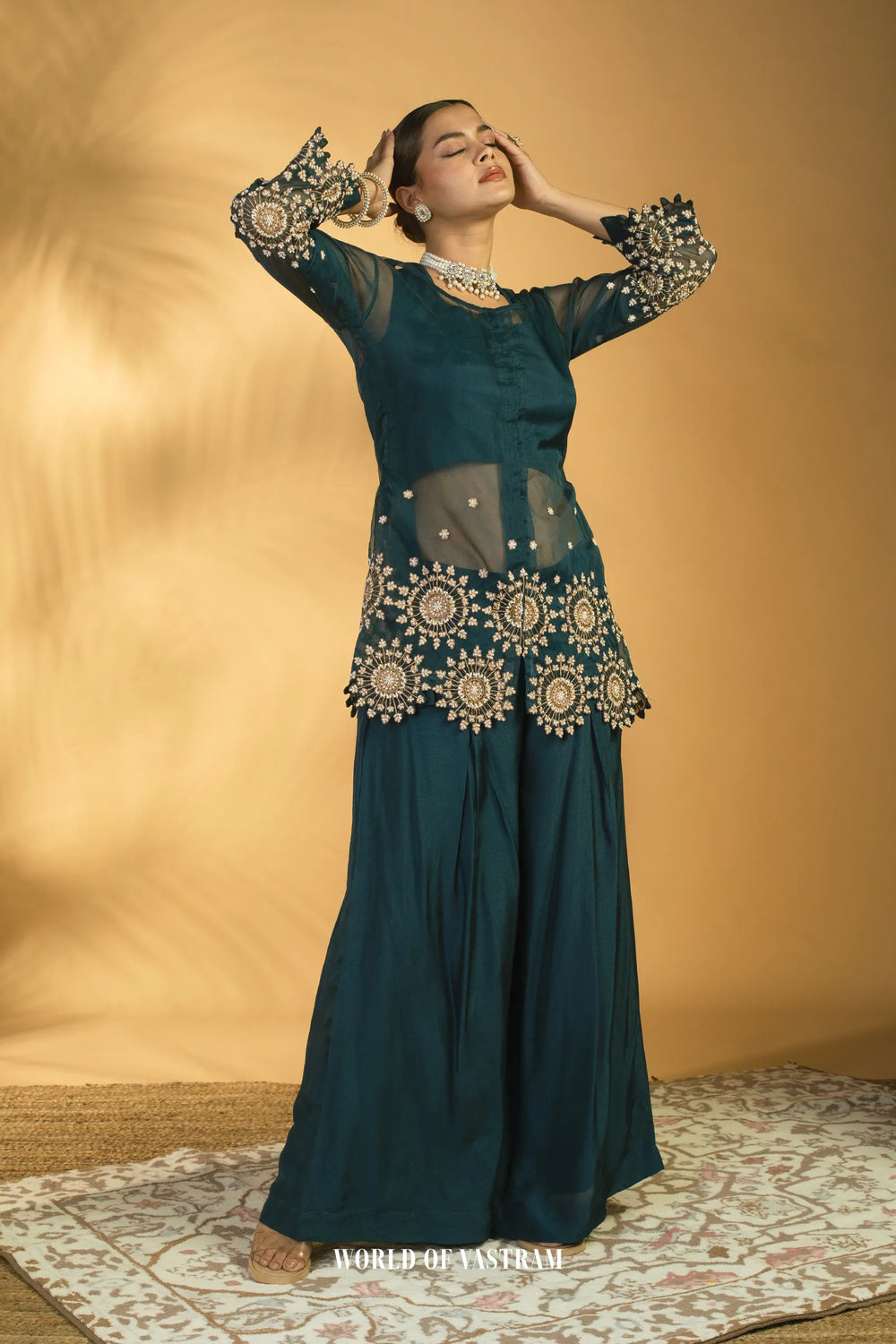 Deep Blue Peplum Set