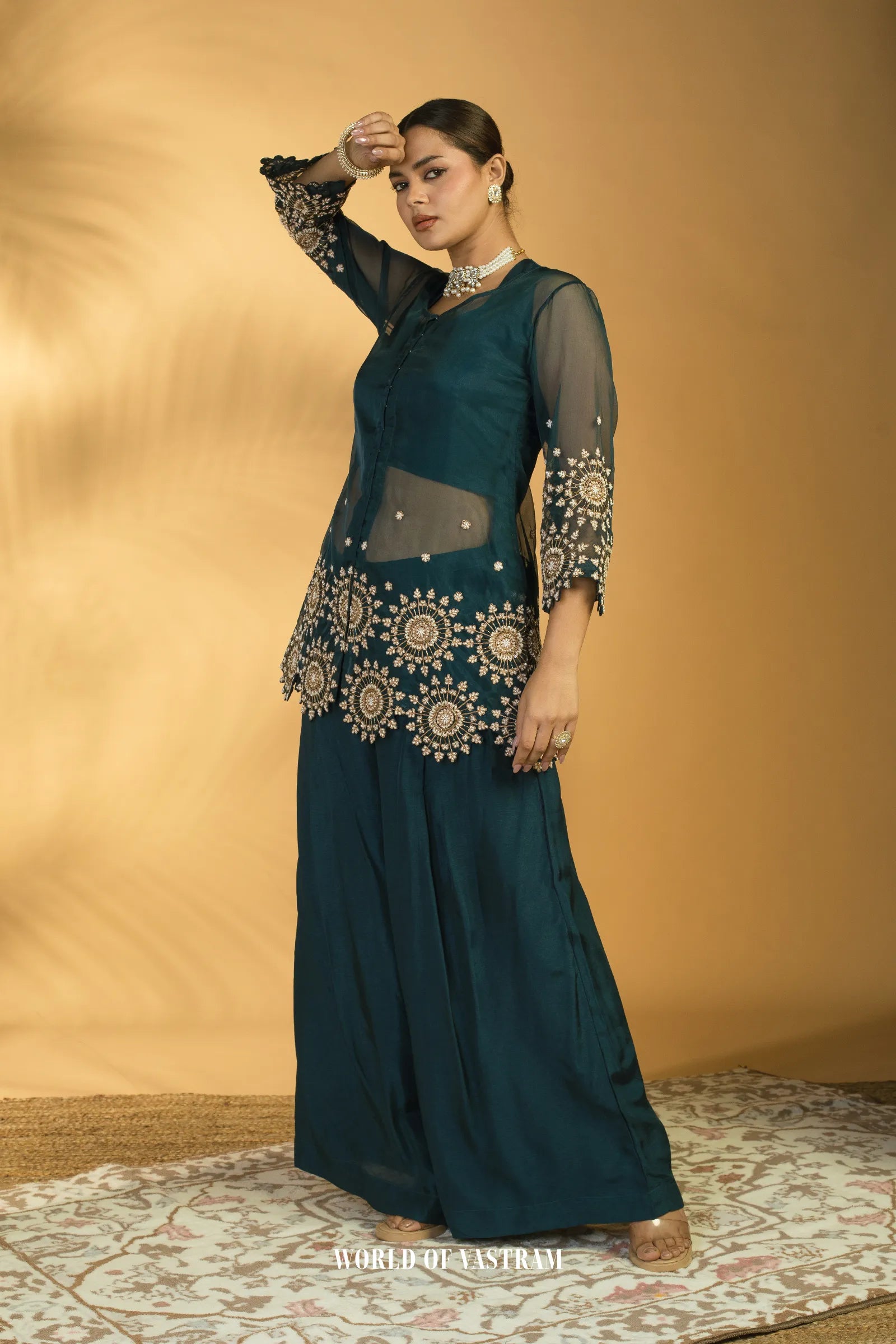 Deep Blue Peplum Set